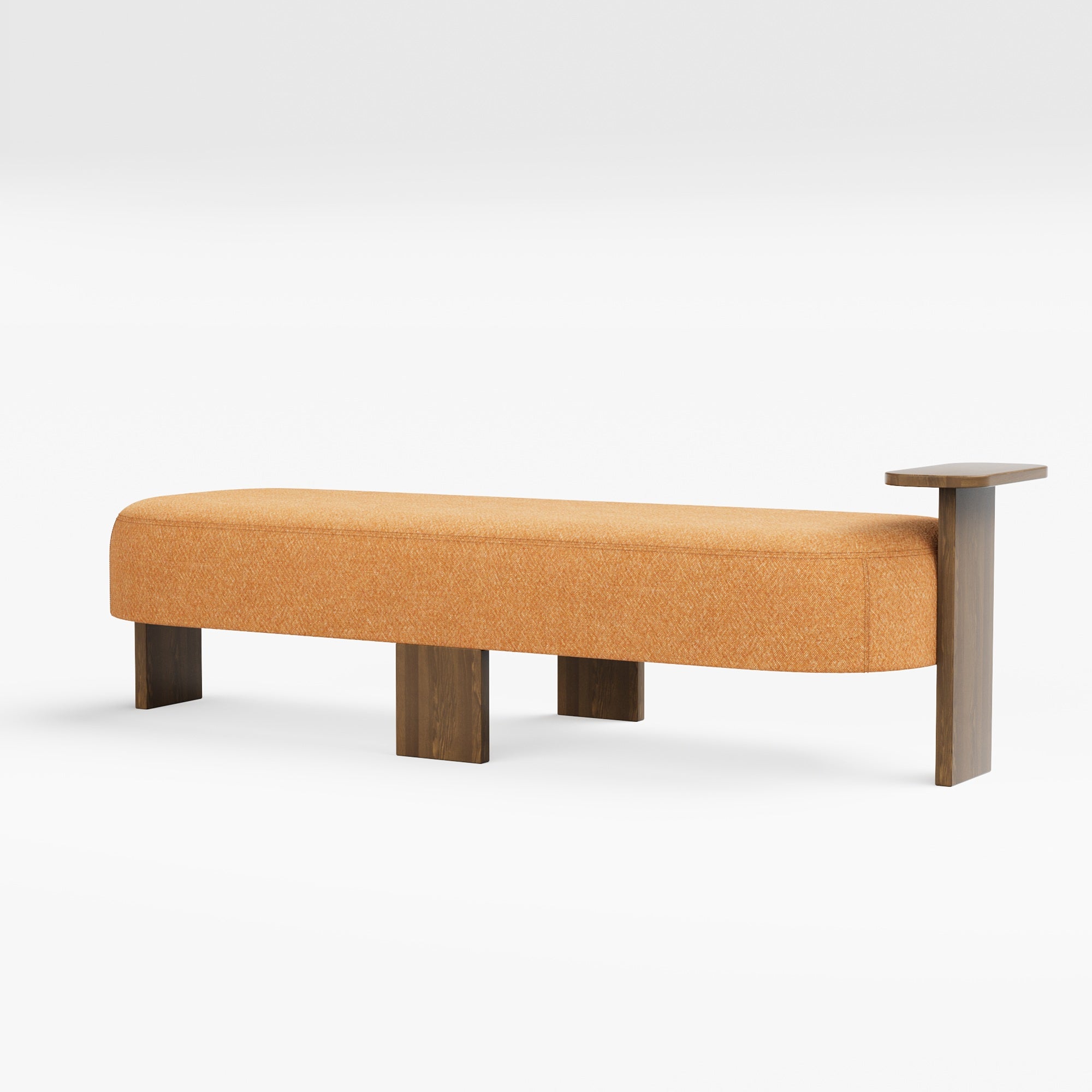Club Ottoman with Tabletop Leg - Melange Nap Woollen Fabric