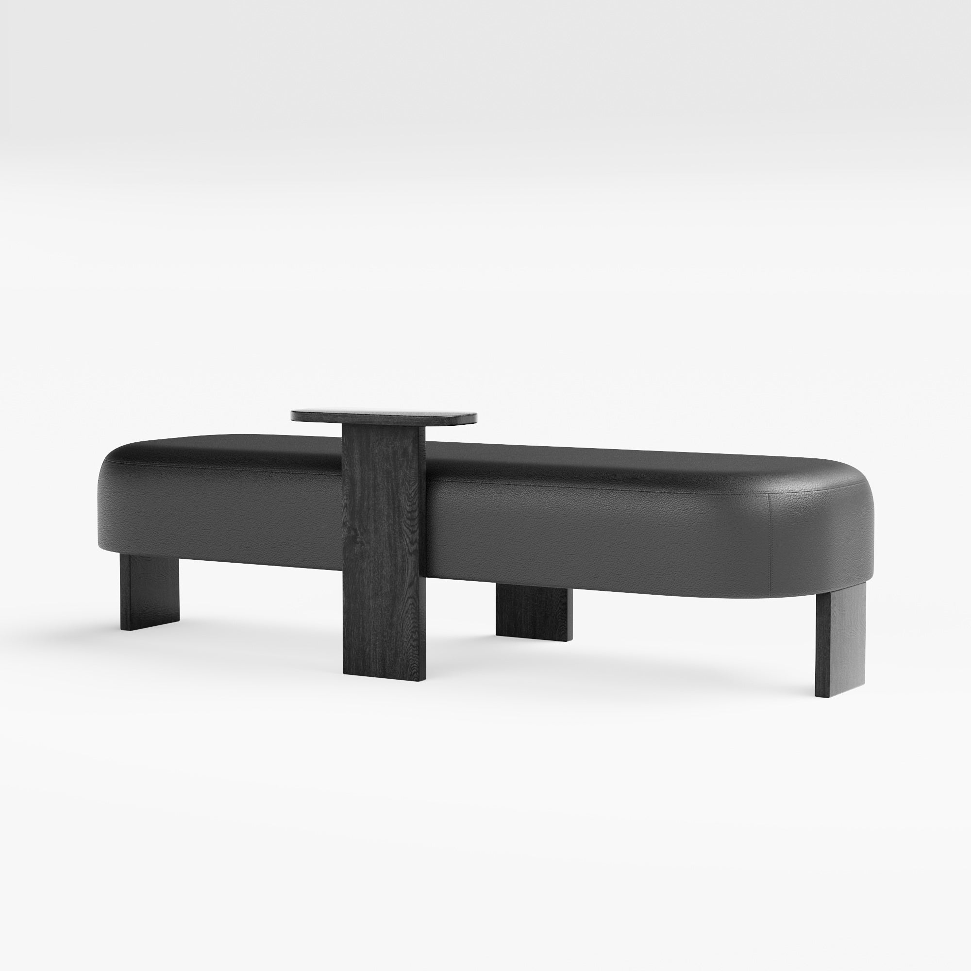 Club Ottoman with Tabletop Leg - Panorama Pigmented Leather