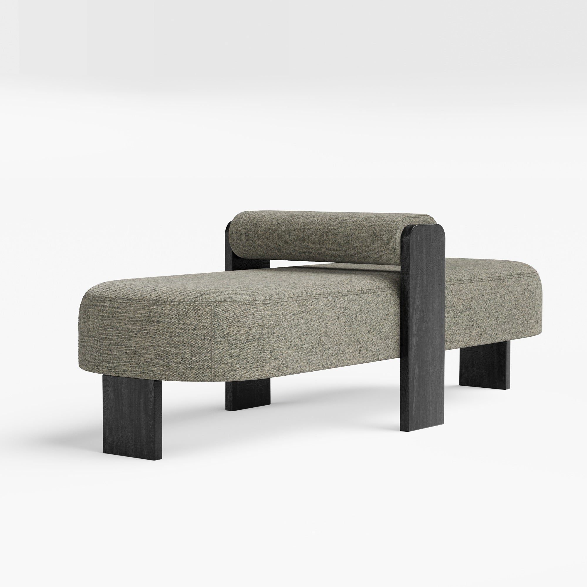 Club Ottoman w/Bolster - Melange Nap Woollen Fabric