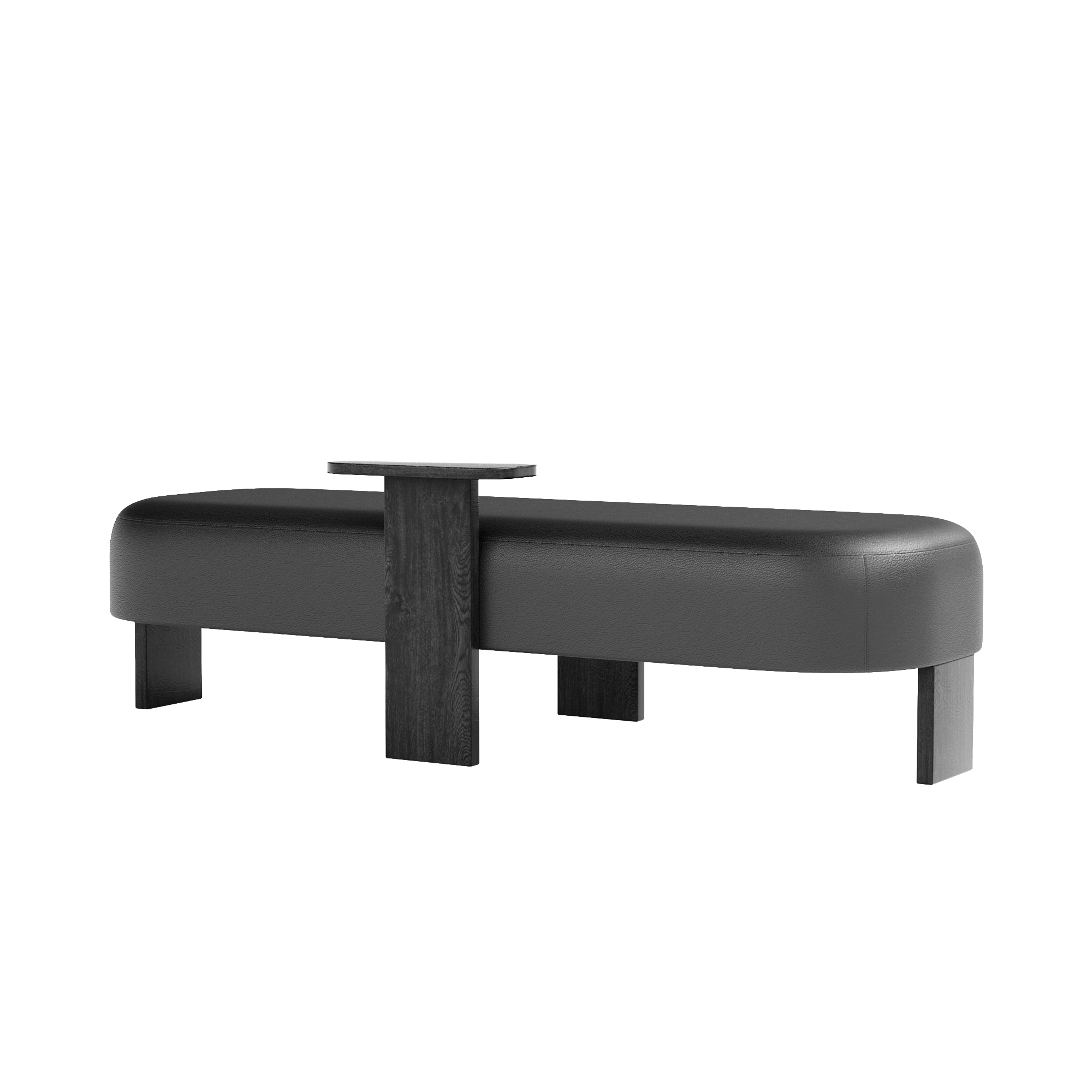 Club Ottoman with Tabletop Leg - Panorama Pigmented Leather
