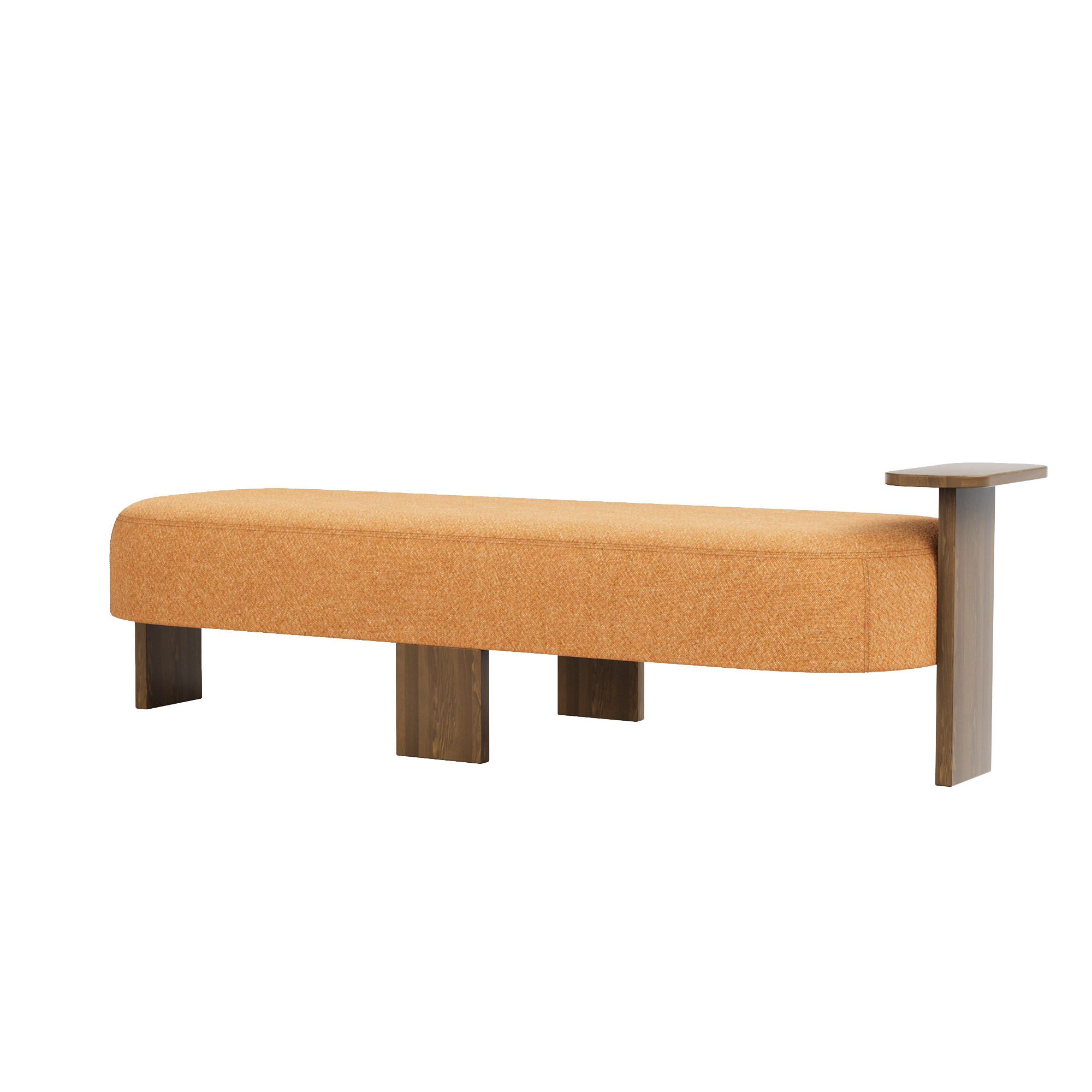 Club Ottoman with Tabletop Leg - Melange Nap Woollen Fabric