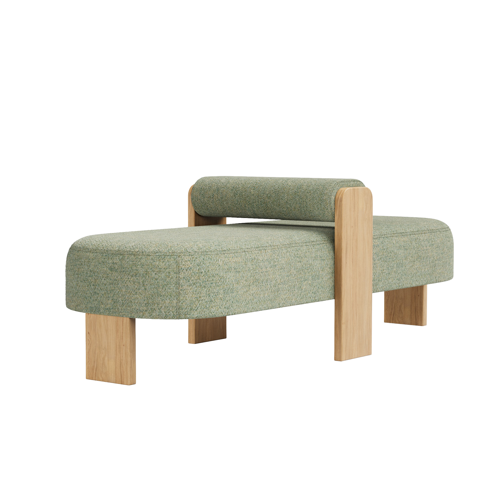 Club Ottoman w/Bolster - Elle Curled Bouclè Fabric