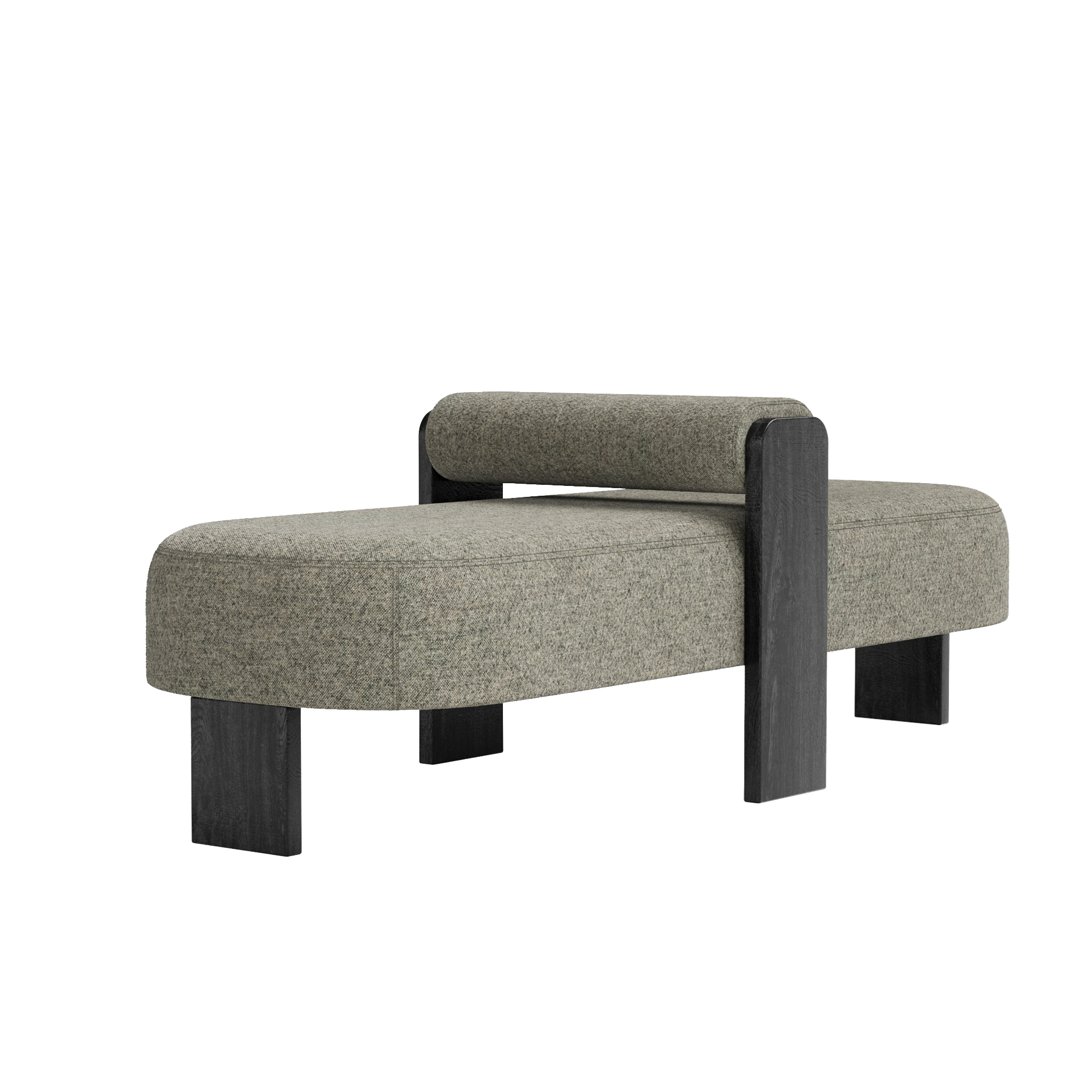 Club Ottoman w/Bolster - Melange Nap Woollen Fabric