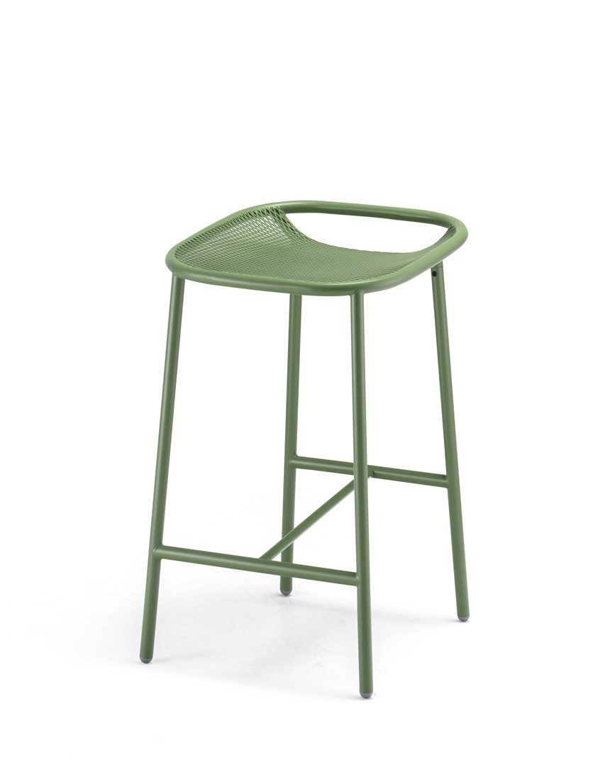 Grille Outdoors/In (650mm Seat Height) Counter Stool – Reseda Green angle