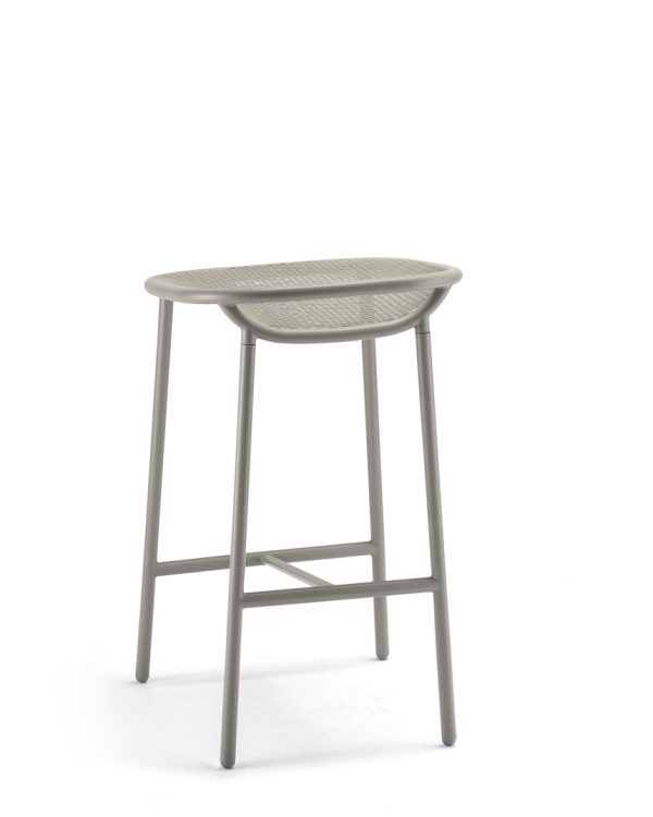 Grille Outdoors/In (650mm Seat Height) Counter Stool - Stone Grey behind