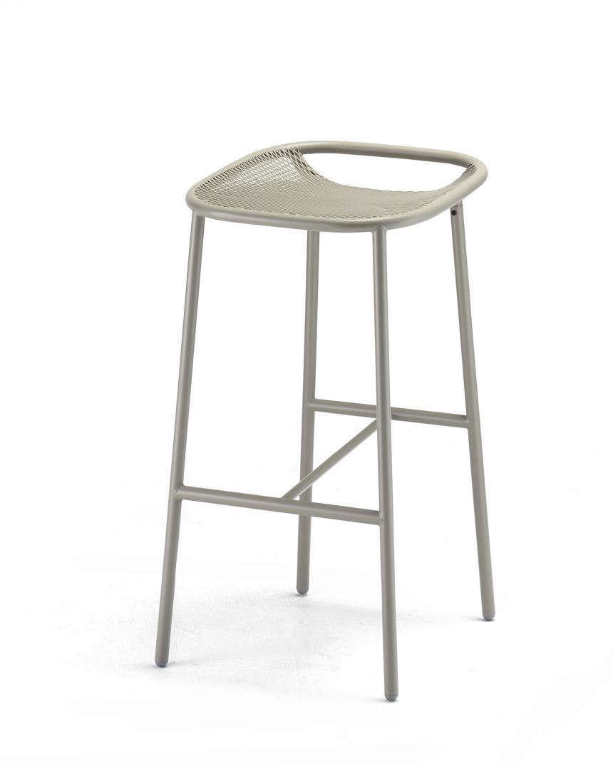 Grille Outdoors/In (750mm Seat Height) Bar Stool – Stone Grey angle