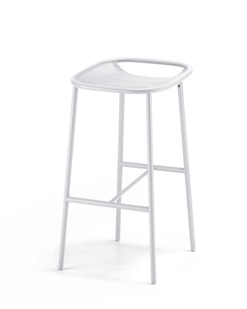 Grille Outdoors/In (750mm Seat Height) Bar Stool – Matt White angle