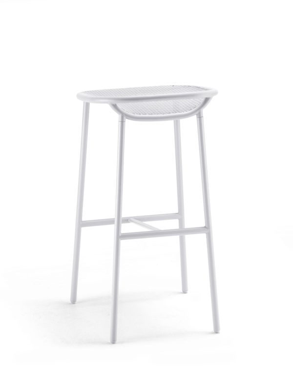 Grille Outdoors/In (750mm Seat Height) Bar Stool - Matt White behind